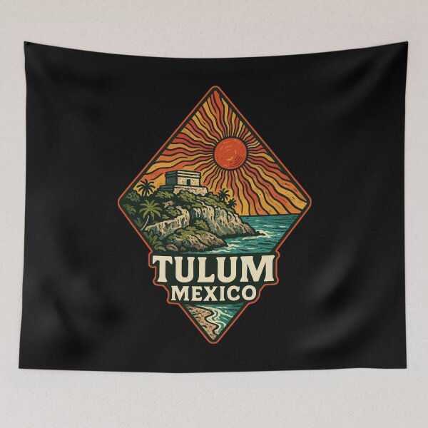 Item preview, Tulum Mexico Mayan Ruins Trippy Art designed and sold by TomFrontierArt.