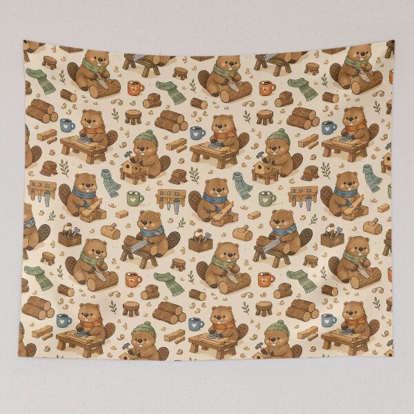 Item preview, Beaver Cozy Woodshop Pattern designed and sold by Soft Berry Studio.