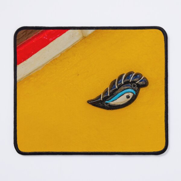 Item preview, Painted Boat Eye Detail On Colorful Hull With Yellow Blue And Red Stripes, Close-Up designed and sold by Nmallia.