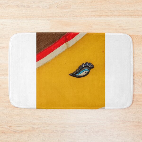 Item preview, Painted Boat Eye Detail On Colorful Hull With Yellow Blue And Red Stripes, Close-Up designed and sold by Nmallia.