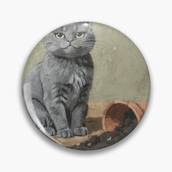 Item preview, Guilty Russian Blue Cat by the Toppled Plant Folk Art designed and sold by PictorialWhimsy.