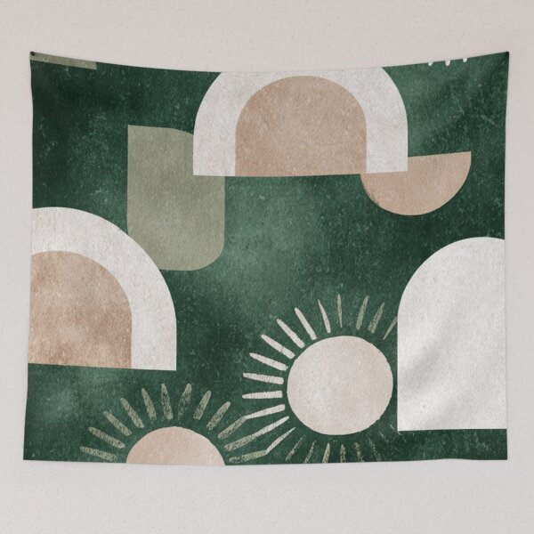 Item preview, Boho Nature Seamless Pattern - Sun Moon Forest Green Beige designed and sold by DkSpirit.