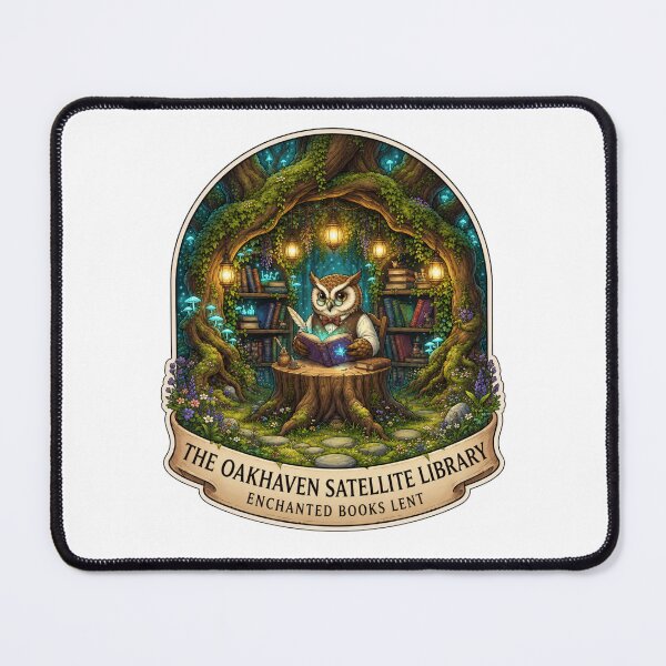 Item preview, The Oakhaven Satellite Library | Enchanted Owl Librarian | Magical Forest Library | Cottagecore Books | Storybook Woodland Reading | Fantasy Book Lover designed and sold by MrDev.
