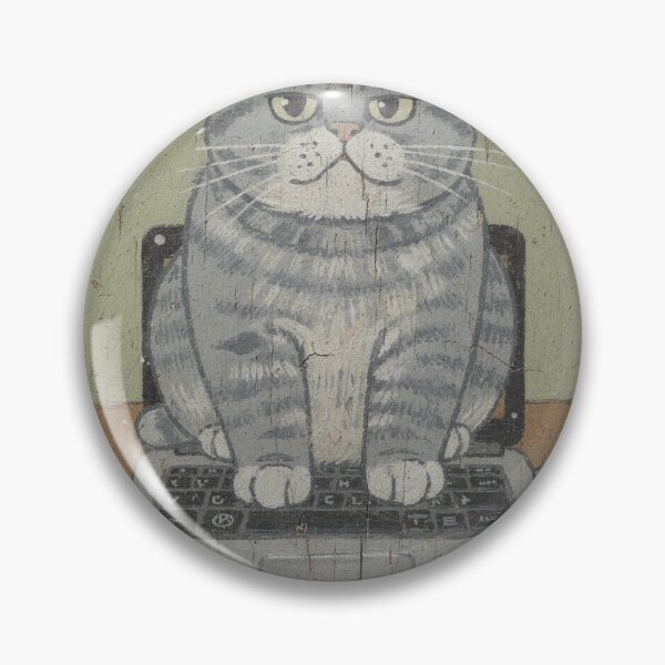 Item preview, British Shorthair Cat Sitting on the Laptop Folk Art designed and sold by PictorialWhimsy.