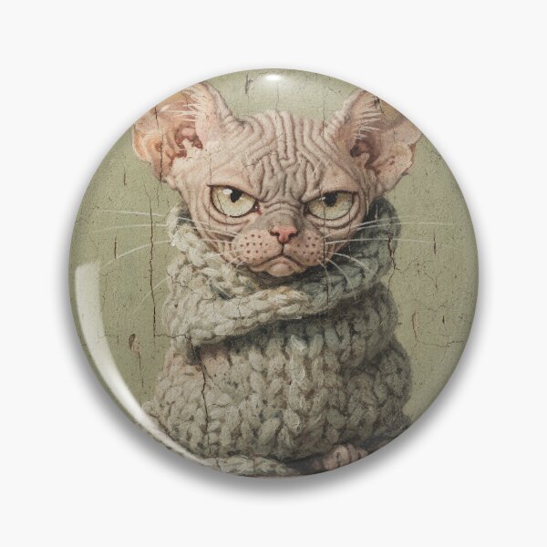 Item preview, Chilly Sphynx Cat Wrapped in a Blanket Folk Art designed and sold by PictorialWhimsy.