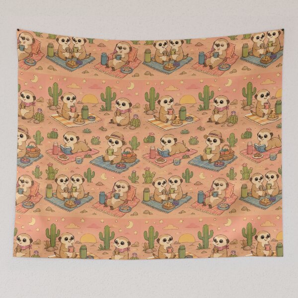 Item preview, Meerkat Desert Sunset Picnic Pattern designed and sold by Soft Berry Studio.