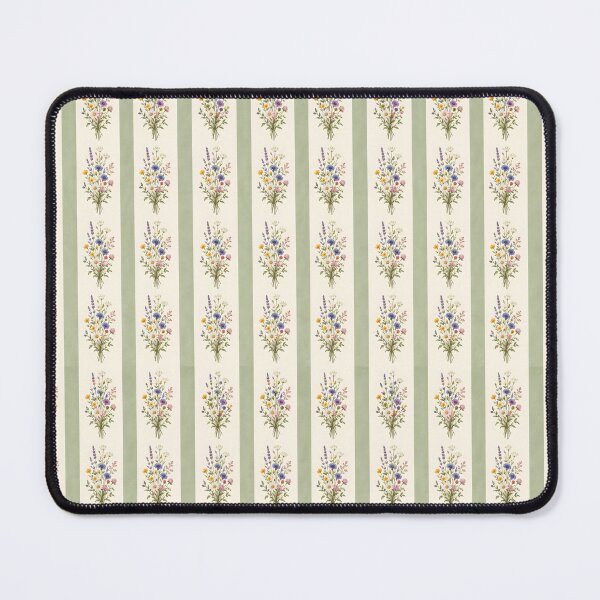 Item preview, Sage green and cream wildflower stripe vintage cottagecore design designed and sold by KLflorals.