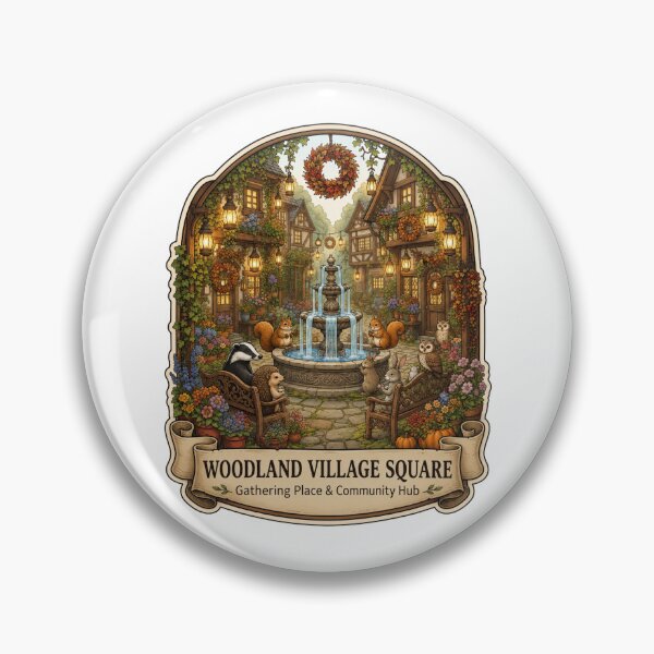 Item preview, Woodland Village Square | Cozy Cottagecore Town Plaza | Forest Animal Gathering Place | Whimsical Woodland Village | Storybook Fantasy Art designed and sold by MrDev.