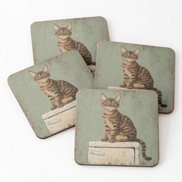 Item preview, Abyssinian Cat Judging You From the Fridge Folk Art designed and sold by PictorialWhimsy.