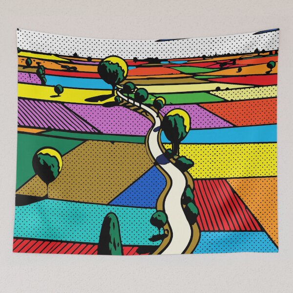 Item preview, Pop Art Farmland — Colorful Halftone Landscape designed and sold by RamyGallery.