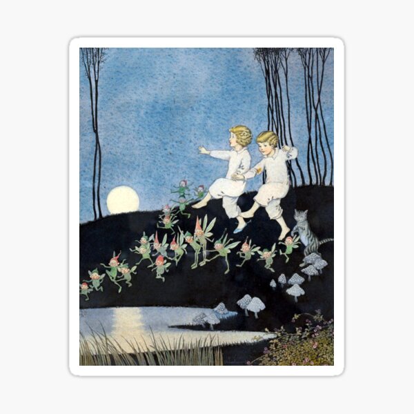 Item preview, Two Children Dancing in the Moonlight with Fairies - Ida Rentoul Outhwaite designed and sold by forgottenbeauty.