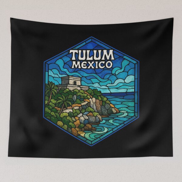 Item preview, Tulum Mexico Mayan Ruins Stained Glass designed and sold by TomFrontierArt.