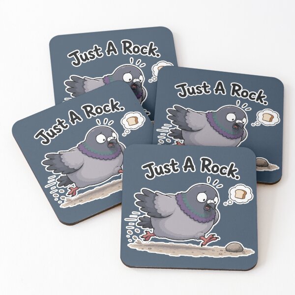 Item preview, Just A Rock Funny Pigeon Chasing Bread Cartoon Sticker designed and sold by SimplePoDesign.