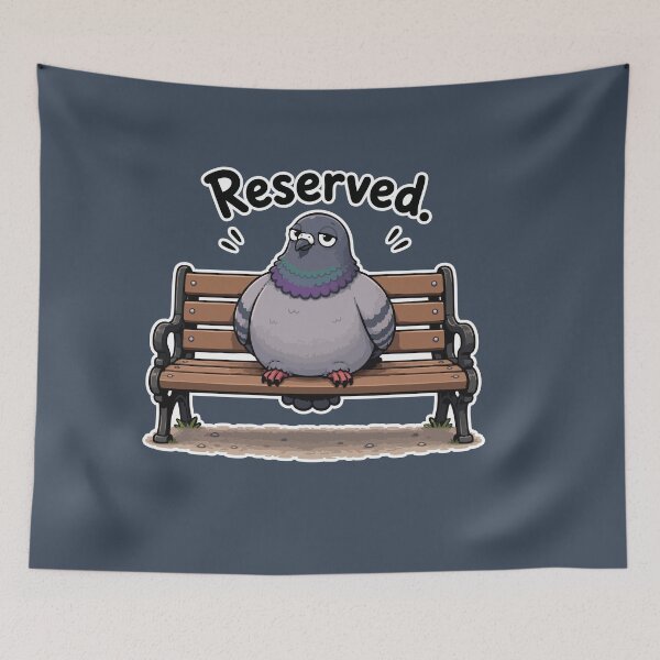 Item preview, Reserved Bench Funny Pigeon Cartoon Bird Sticker designed and sold by SimplePoDesign.