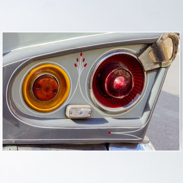 Item preview, Classic Car Tail Lights Closeup With Retro Pinstriping and Painted Detail on Vintage Body designed and sold by Nmallia.