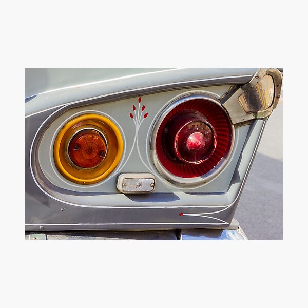 Item preview, Classic Car Tail Lights Closeup With Retro Pinstriping and Painted Detail on Vintage Body designed and sold by Nmallia.