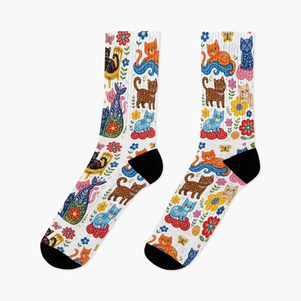 Item preview, Folk Illustration: Colorful Cats | 9 Cute Kittens in Popular Style designed and sold by Natalia-Vlad.