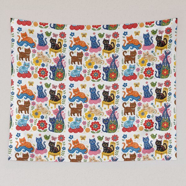Item preview, Folk Illustration: Colorful Cats | 9 Cute Kittens in Popular Style designed and sold by Natalia-Vlad.