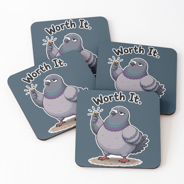 Item preview, Worth It Funny Pigeon Holding Bread Crumb Cartoon Sticker designed and sold by SimplePoDesign.