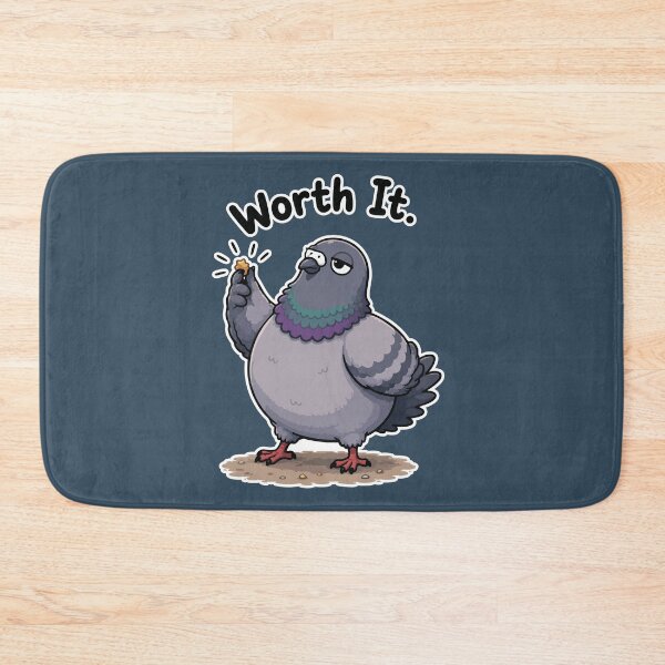 Item preview, Worth It Funny Pigeon Holding Bread Crumb Cartoon Sticker designed and sold by SimplePoDesign.