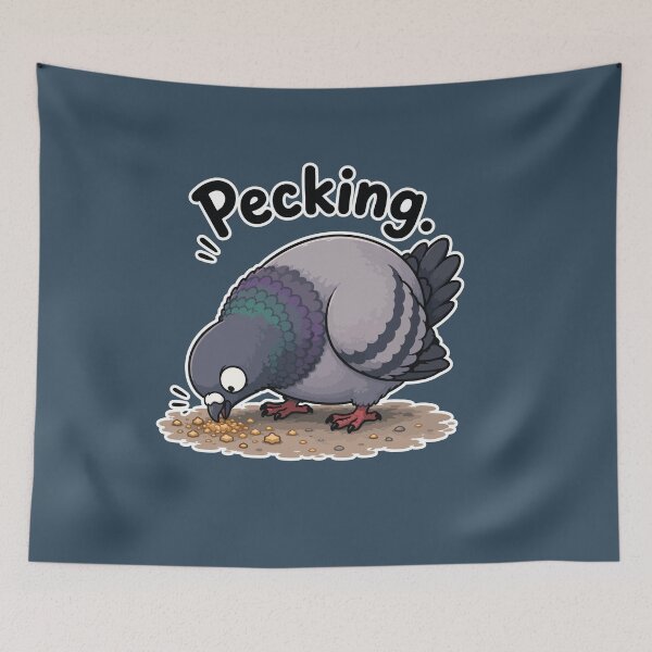 Item preview, Pecking Funny Pigeon Eating Bread Crumbs Cartoon Sticker designed and sold by SimplePoDesign.