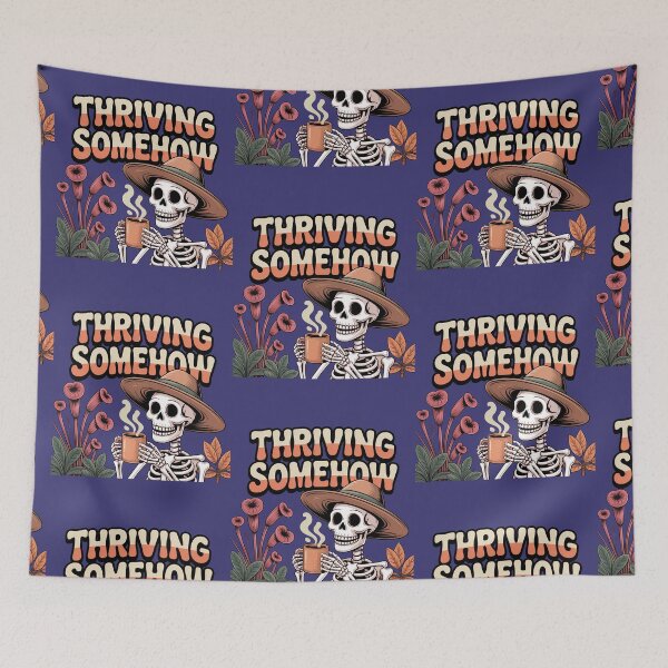 Item preview, Thanksgiving Skeleton Coffee Shirt Cozy Fall Autumn Aesthetic Tee designed and sold by Raw Tigers.