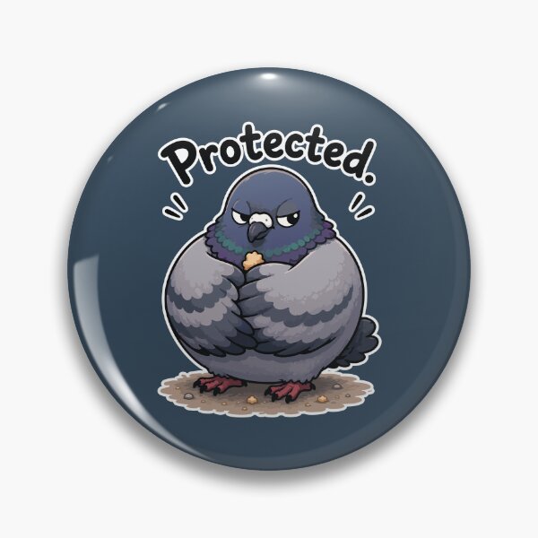 Item preview, Protected Funny Pigeon Guarding Bread Crumb Cartoon Sticker designed and sold by SimplePoDesign.