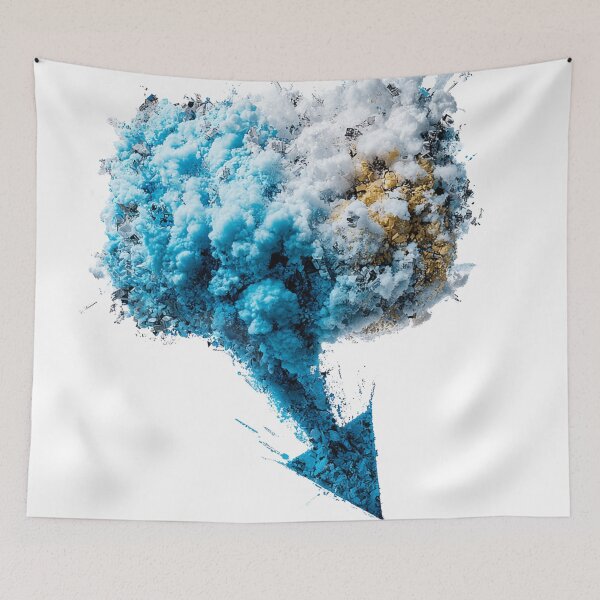 Item preview, Abstract Blue and Gold Explosive Powder Cloud Arrow designed and sold by ThaCriações.