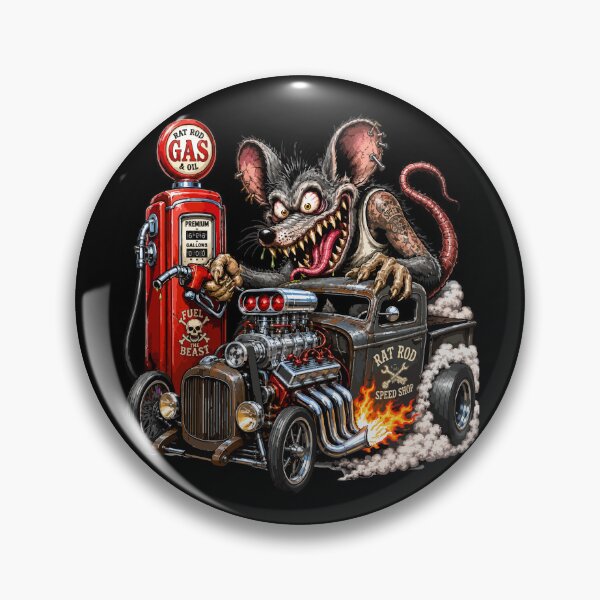 Item preview, Monster Rat Hotrod Pickup Truck Gas Station Garage Art designed and sold by hobrath.