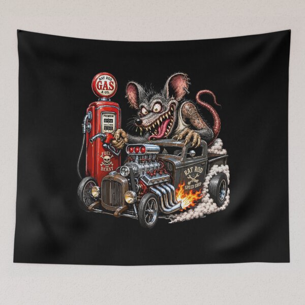 Item preview, Monster Rat Hotrod Pickup Truck Gas Station Garage Art designed and sold by hobrath.
