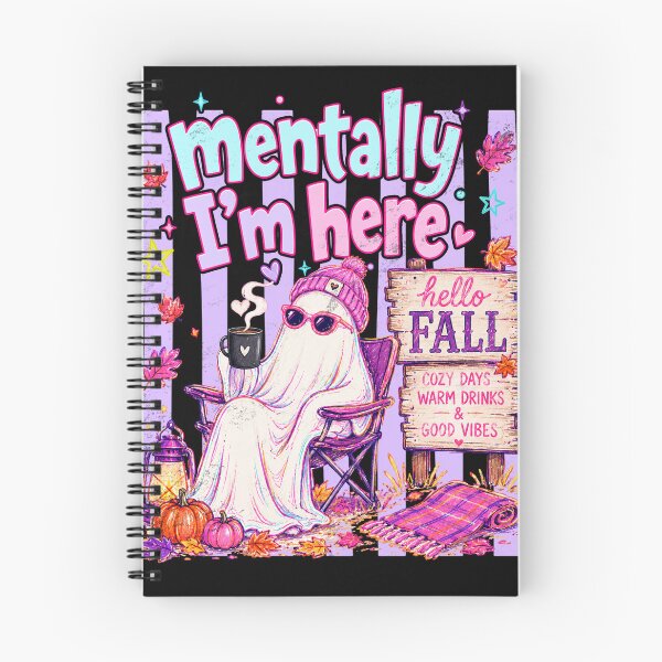 Item preview, Mentally I’m Here Cozy Fall Ghost designed and sold by Jackal's Box of Chaos.