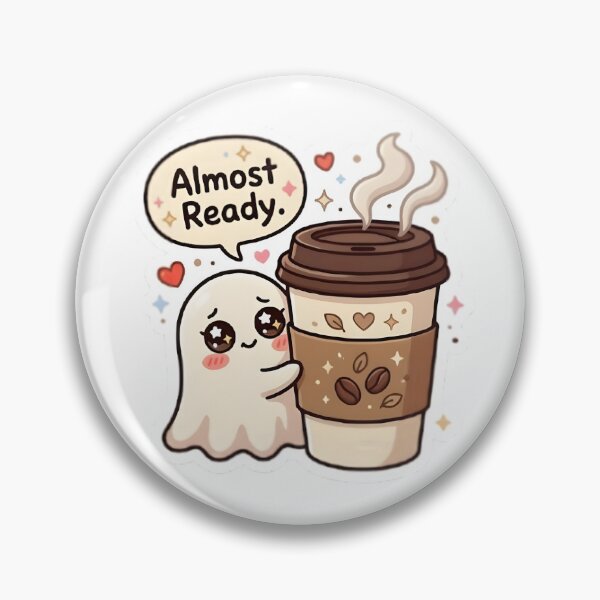 Item preview, Almost Ready - Shy Ghost with Giant Coffee Sticker designed and sold by WowDezign.