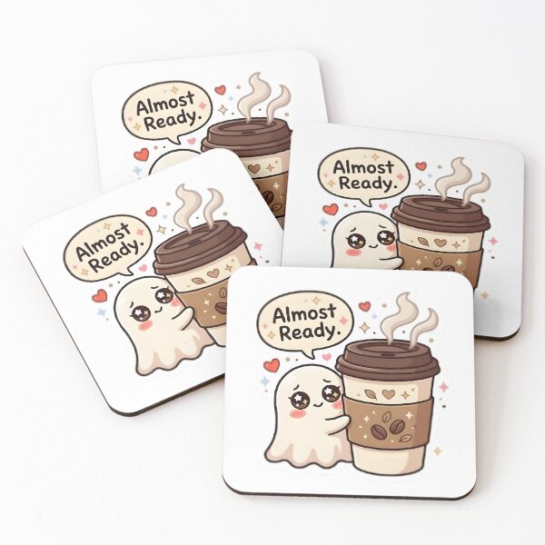 Item preview, Almost Ready - Shy Ghost with Giant Coffee Sticker designed and sold by WowDezign.