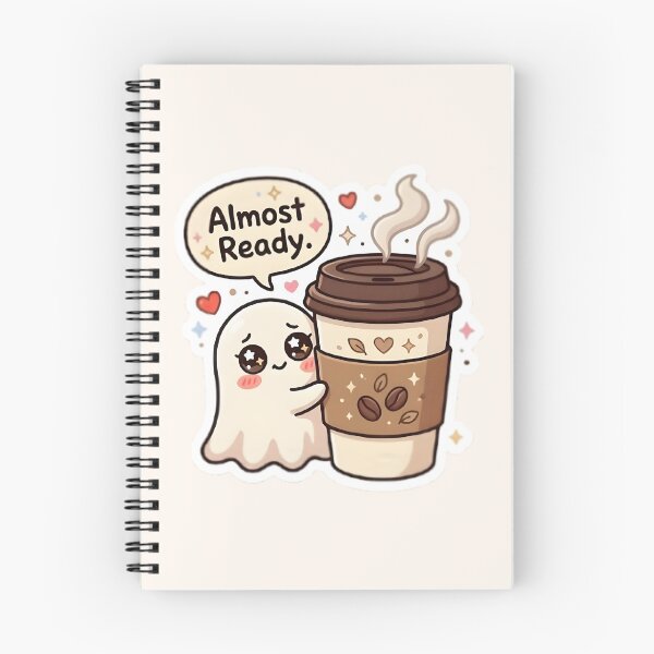 Item preview, Almost Ready - Shy Ghost with Giant Coffee Sticker designed and sold by WowDezign.