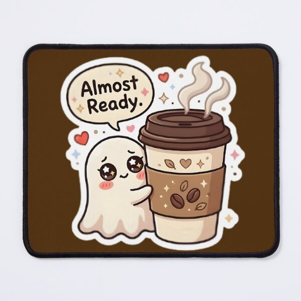 Item preview, Almost Ready - Shy Ghost with Giant Coffee Sticker designed and sold by WowDezign.