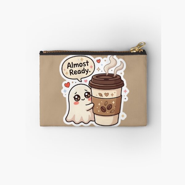 Item preview, Almost Ready - Shy Ghost with Giant Coffee Sticker designed and sold by WowDezign.