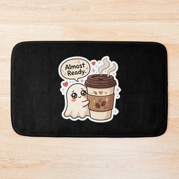 Item preview, Almost Ready - Shy Ghost with Giant Coffee Sticker designed and sold by WowDezign.