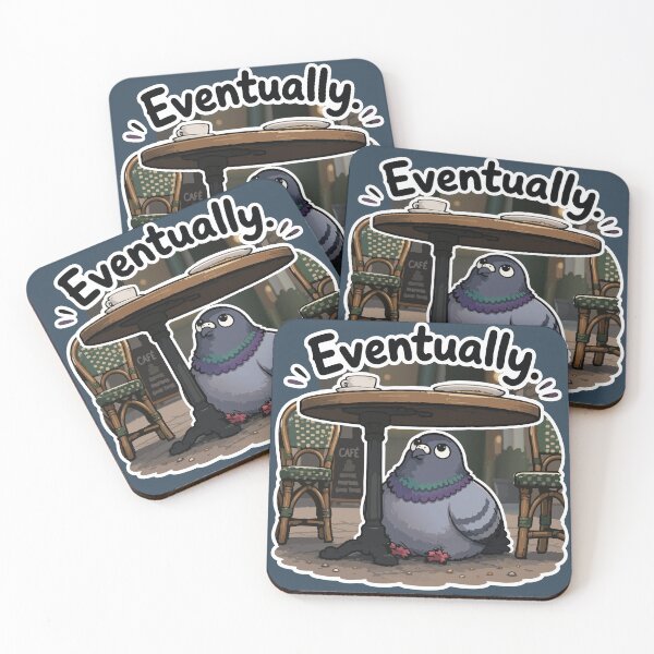 Item preview, Eventually Funny Patient Pigeon Waiting Under Café Table Sticker designed and sold by SimplePoDesign.