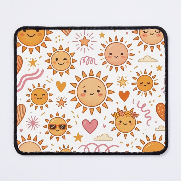 Item preview, Cute Kawaii Sunshine Pattern – Happy Sun, Hearts & Summer Doodle Design designed and sold by GozdeSoftChaos.