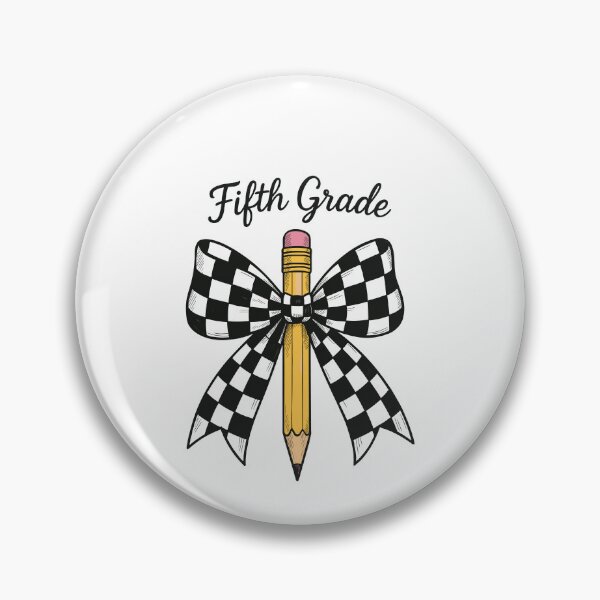 Item preview, Fifth Grade Coquette Checkered Bow Pencil designed and sold by MysticMirth.