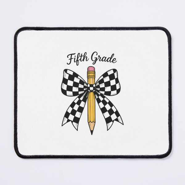 Item preview, Fifth Grade Coquette Checkered Bow Pencil designed and sold by MysticMirth.