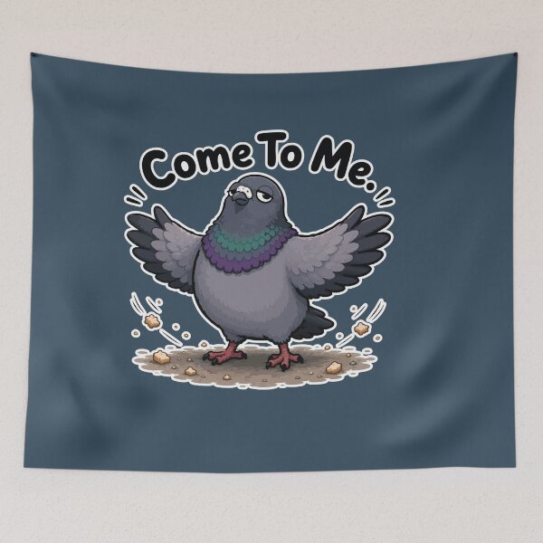 Item preview, Come To Me Funny Pigeon Summoning Bread Cartoon Sticker designed and sold by SimplePoDesign.