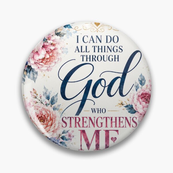 Item preview, Philippians 4:13 Floral Christian Bible Verse | I Can Do All Things Through Christ Who Strengthens Me | Pink Blue Watercolor Flowers Faith Gift designed and sold by Leefs.