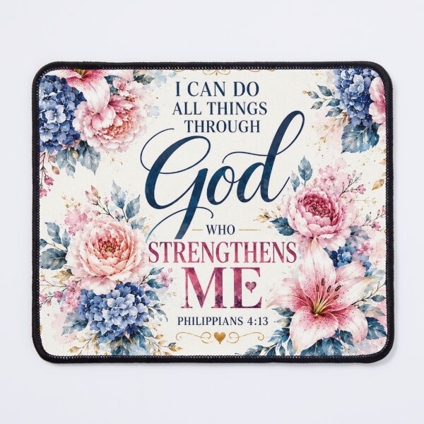 Item preview, Philippians 4:13 Floral Christian Bible Verse | I Can Do All Things Through Christ Who Strengthens Me | Pink Blue Watercolor Flowers Faith Gift designed and sold by Leefs.