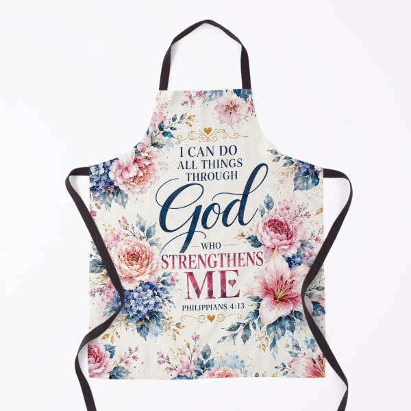 Item preview, Philippians 4:13 Floral Christian Bible Verse | I Can Do All Things Through Christ Who Strengthens Me | Pink Blue Watercolor Flowers Faith Gift designed and sold by Leefs.