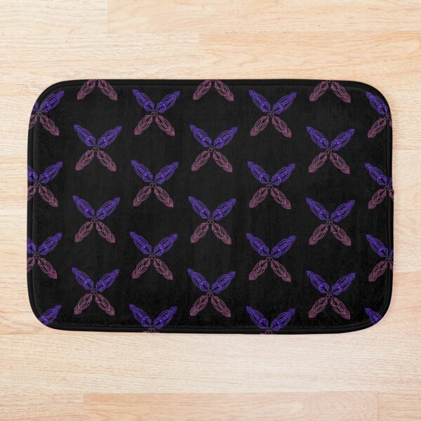 Aperçu de l'œuvre Croix violette magenta – Motif ornemental géométrique abstrait Édition noire créée et vendue par Macramellennias.