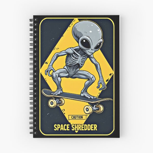 Item preview, Space Shredder Alien Skateboard Retro Caution designed and sold by Neer arts.