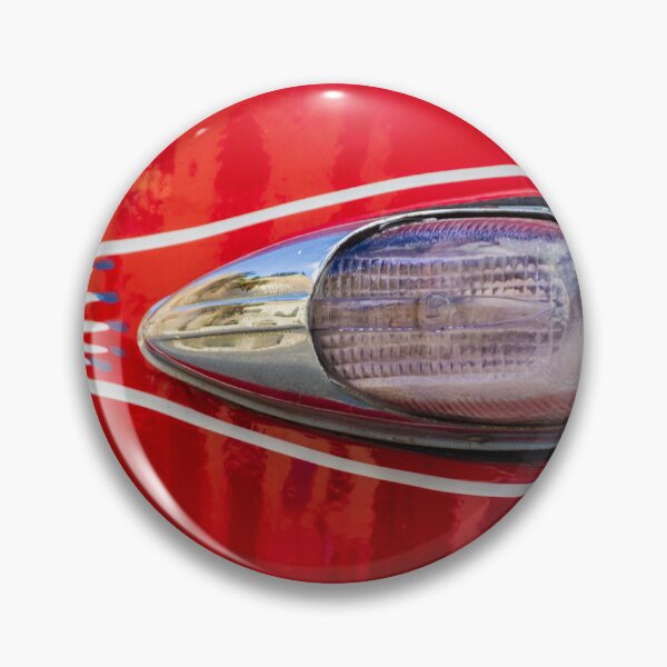Item preview, Vintage Red Car Close-Up Showing Chrome Side Marker, Pinstripe Detail and Glossy Custom Paint designed and sold by Nmallia.