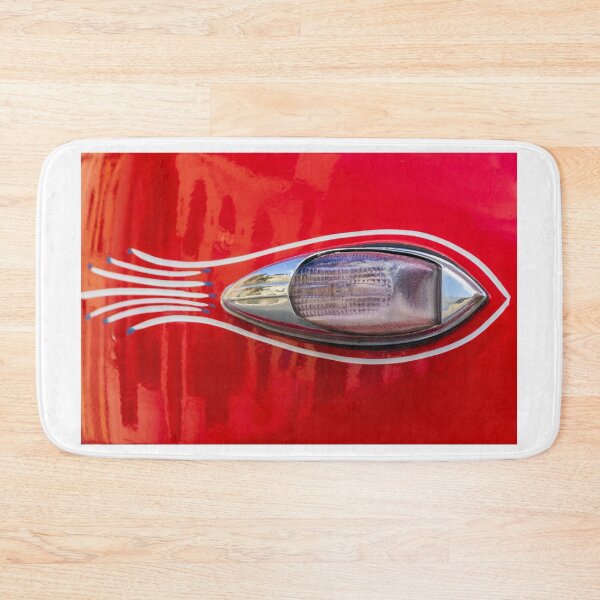 Item preview, Vintage Red Car Close-Up Showing Chrome Side Marker, Pinstripe Detail and Glossy Custom Paint designed and sold by Nmallia.