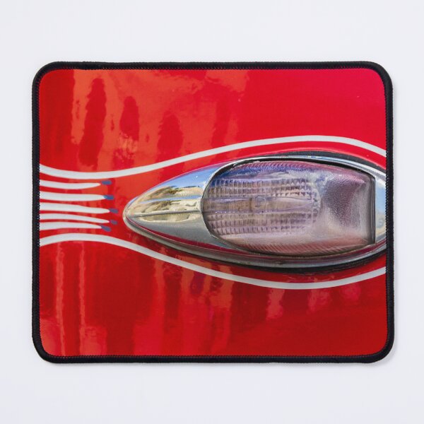 Item preview, Vintage Red Car Close-Up Showing Chrome Side Marker, Pinstripe Detail and Glossy Custom Paint designed and sold by Nmallia.